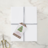 Waterverf Bourgogne & Green Plaid Kerstboom Cadeaulabel (Met Touw)