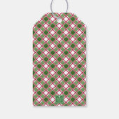 Waterverf Bourgogne & Green Plaid Kerstboom Cadeaulabel (Achterkant)