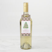 Waterverf Bourgogne & Green Plaid Kerstboom Flessenhanger (Op fles)