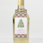 Waterverf Bourgogne & Green Plaid Kerstboom Flessenhanger