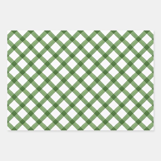 Waterverf Bourgogne & Green Plaid Kerstboom Inpakpapier Vel (Voorkant 3)