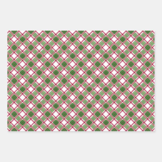 Waterverf Bourgogne & Green Plaid Kerstboom Inpakpapier Vel (Voorkant 2)