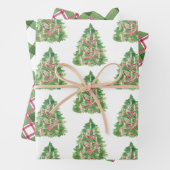 Waterverf Bourgogne & Green Plaid Kerstboom Inpakpapier Vel (In situ)