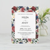 Waterverf Bourgogne Navy Rozen (Staand voorkant)