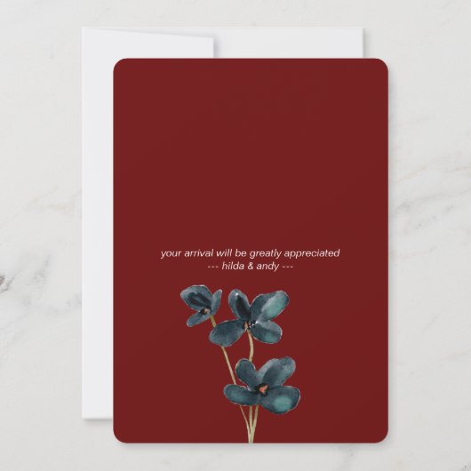 Waterverf Bourgogne Navy Rozen (Achterkant)