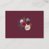 Waterverf Bourgogne Rode Bloemen bruiloft receptie Informatiekaartje (Achterkant)