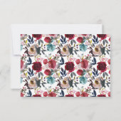 Waterverf Bourgogne Rode Bloemen RSVP Response Kaa (Achterkant)