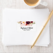 Waterverf Bourgogne Rood Bloemen Adreslabel Etiket (Insitu)