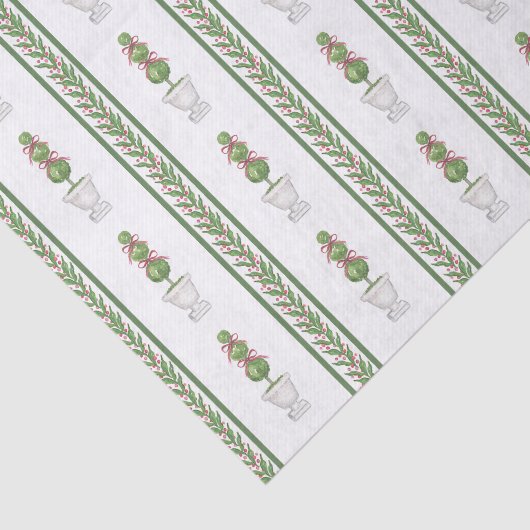 Waterverf Bourgogne Topiary en Holly Christmas Tissuepapier (Detail)