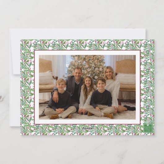 Waterverf Bourgogne Topiary Kerstfoto Feestdagenkaart (Achterkant)