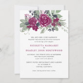 Waterverf Bourgogne Wijn Bloemen Boho Bruiloft Kaart (Voorkant)