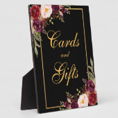 Waterverf Bourgogne Zwart Goud Trouwkaarten Cadeau Fotoplaat (Zijkant)