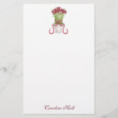 Waterverf Bourgondië Amaryllis gepersonaliseerd Briefpapier (Voorkant)