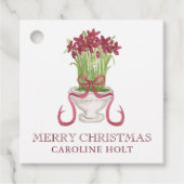 Waterverf Bourgondië Amaryllis kerstcadeau Bedankjes Labels (Voorkant)