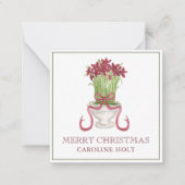Waterverf Bourgondië Amaryllis kerstcadeau Notitiekaartje (Voorkant)