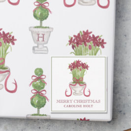 Waterverf Bourgondië Amaryllis kerstcadeau Notitiekaartje
