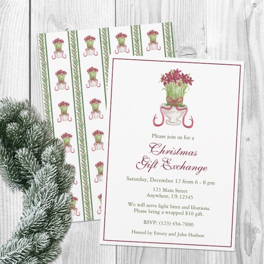 Waterverf Bourgondië Amaryllis kerstfeest Kaart