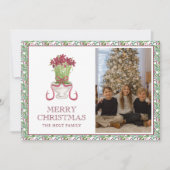 Waterverf Bourgondië Amaryllis Kerstfoto Feestdagenkaart (Voorkant)