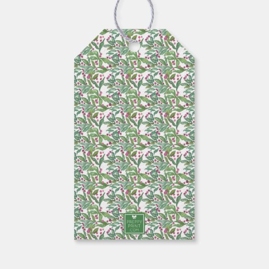 Waterverf Bourgondië Amaryllis Kerstmis Cadeaulabel (Achterkant)