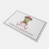 Waterverf Bourgondië Amaryllis Kerstmis Deurmat (Schuin)