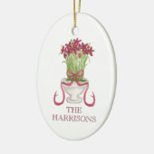Waterverf Bourgondië Amaryllis Kerstmis Keramisch Ornament (Links)
