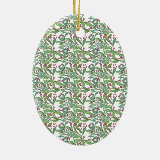 Waterverf Bourgondië Amaryllis Kerstmis Keramisch Ornament (Achterkant)