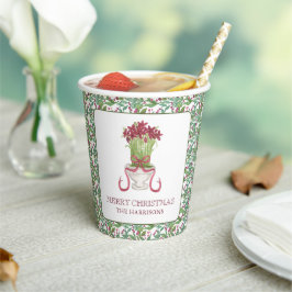 Waterverf Bourgondië Amaryllis Kerstmis Papieren Bekers