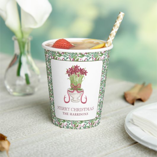 Waterverf Bourgondië Amaryllis Kerstmis Papieren Bekers (Insitu)