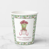 Waterverf Bourgondië Amaryllis Kerstmis Papieren Bekers (Voorkant)