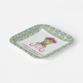 Waterverf Bourgondië Amaryllis Kerstmis Papieren Bordje (Gebogen)