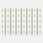 Waterverf Bourgondië Amaryllis & Topiary Kerstmis Inpakpapier Vel (Voorkant 3)