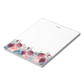  Waterverf Bourgondië en Blauwe Bloemen Notitieblok (Linkerzijde)