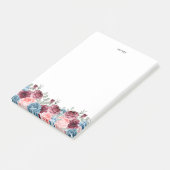  Waterverf Bourgondië en Blauwe Bloemen Post-it® Notes (Schuin)