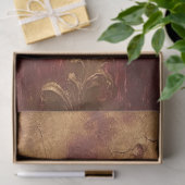 Waterverf Bourgondië en faux gouden ornamenten Tissuepapier (Geschenk)