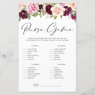 Waterverf Bourgondië en perzik bloemen portemonnee