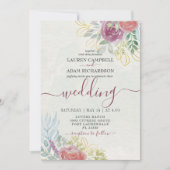 Waterverf Bourgondië en verbrand Sinaasappel Bloem Kaart (Voorkant)