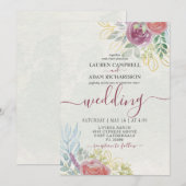 Waterverf Bourgondië en verbrand Sinaasappel Bloem Kaart (Voorkant / Achterkant)