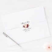 Waterverf Bourgondië Floral bruiloft dank u Ronde Sticker (Envelop)