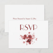  Waterverf Bourgondië Floral RSVP Kaart (Voorkant / Achterkant)