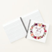 Waterverf Bourgondië Floral Wreath Gastenboek | Notitieboek (Binnen)