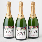 Waterverf Bourgondië Mixed Floral Valentijns's Lov Sparkling Wijnetiket (Flessen)