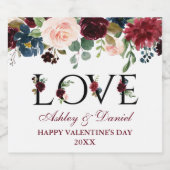 Waterverf Bourgondië Mixed Floral Valentijns's Lov Sparkling Wijnetiket (Enkel label)