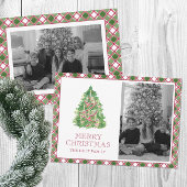 Waterverf Bourgondië Plaid Kerstboom Foto Feestdagenkaart
