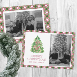 Waterverf Bourgondië Plaid Kerstboom Foto Feestdagenkaart