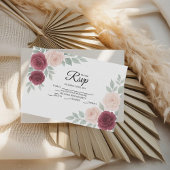 Waterverf Bourgondië Roos Bloemen Huwelijk RSVP Ka