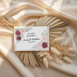 Waterverf Bourgondië Roos bruiloft bedankkaart