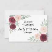 Waterverf Bourgondië Roos bruiloft bedankkaart (Voorkant)