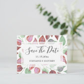 Waterverf Bourgondië verlaat bruiloft Save the Dat Aankondigingskaart (Staand voorkant)