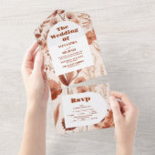 Waterverf Bourgondië Wildflowers Bruiloft All In One Uitnodiging (Afscheurbaar)