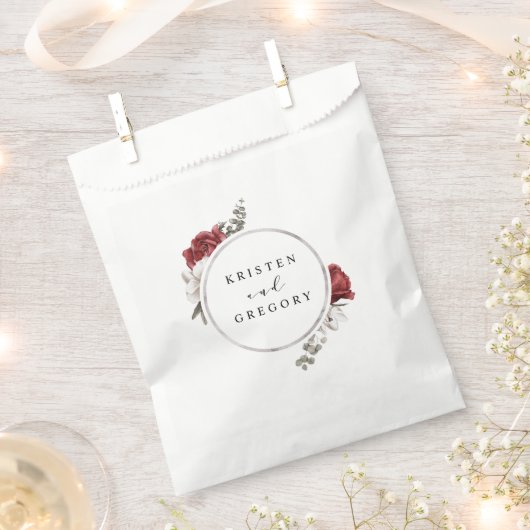 waterverf Bourgondië zilver bloemenmonogram bruilo Bedankzakje (Geknipt)